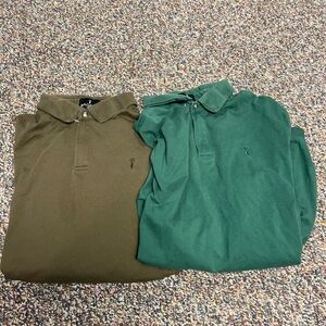 Baobab Men’s Pima Cotton Long Sleeve Zip Up Polo Shirt Size L Lot Of 2